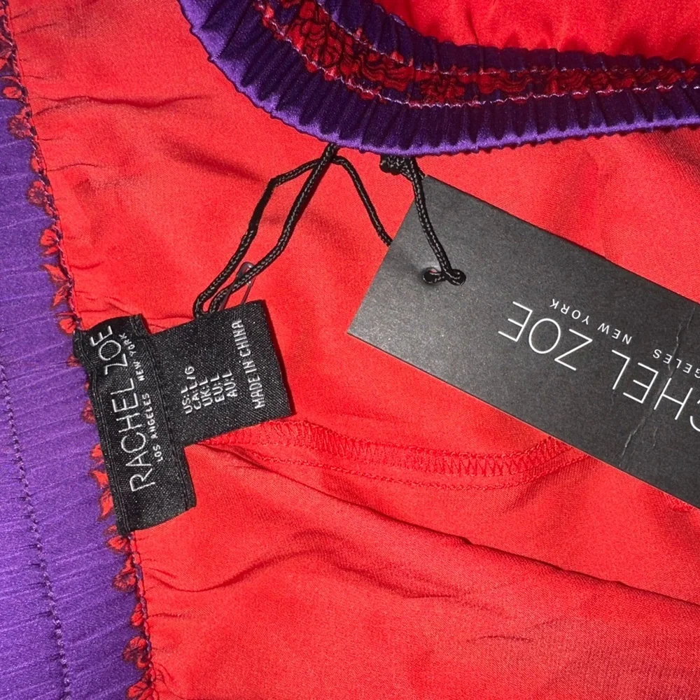 Rachel Zoe Vibrant Red and Purple Floral Flowy Wide leg Pants - NWT Large - Picture 5 of 5